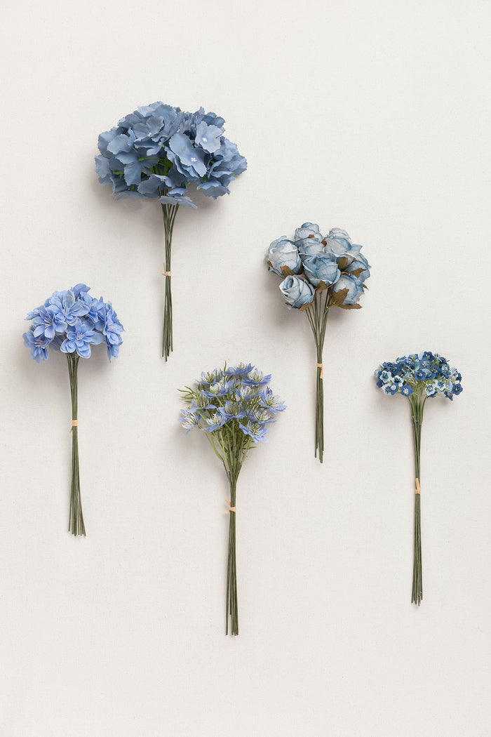 DIY Bridesmaid Bouquet Kit (Set of 4) - Blush & White with Dusty Blue Filler - Image 3