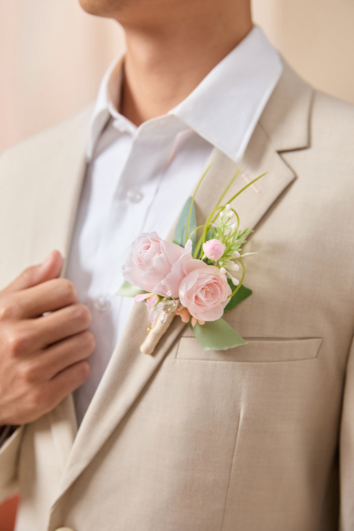 Boutonnieres in Blush & Cream - Image 4