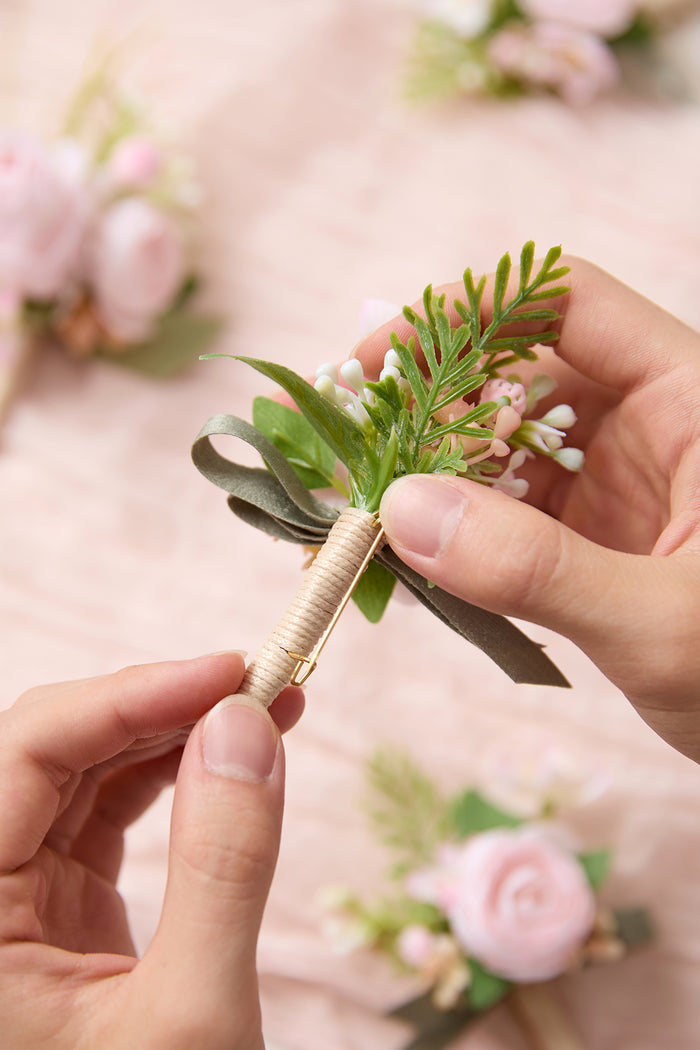 Boutonnieres in Blush & Cream - Image 6