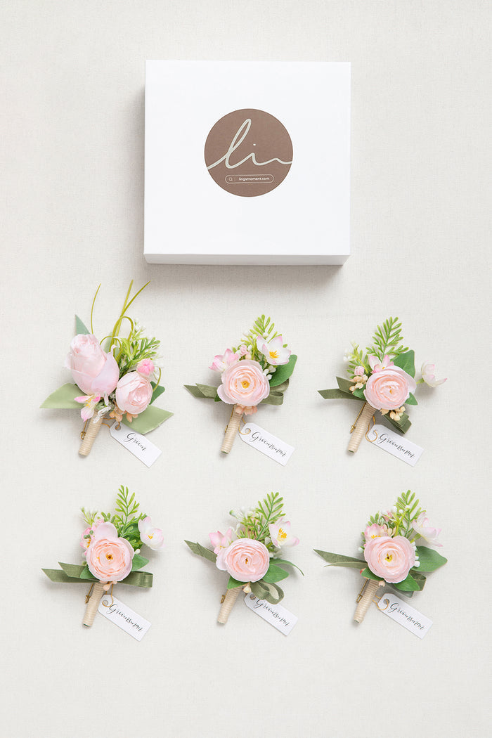 Boutonnieres in Blush & Cream - Image 7