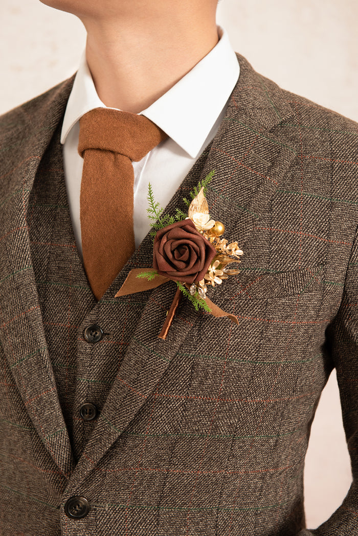 Boutonnieres in Caramel & Walnut Brown - Image 2