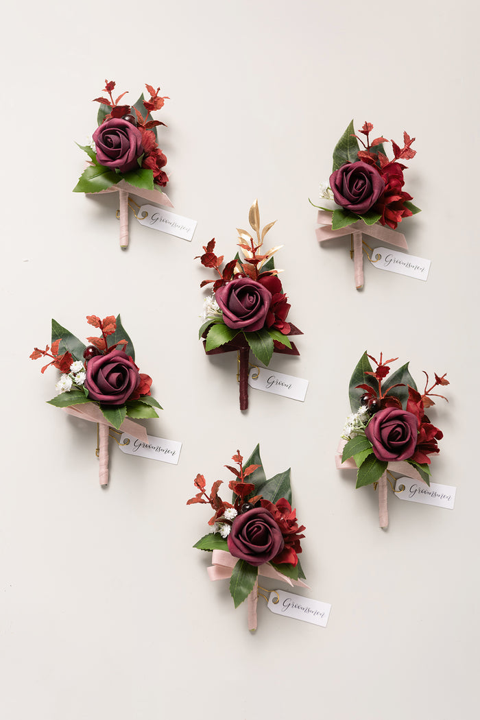 Boutonniere Set in Classic Marsala