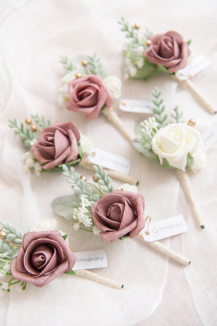Boutonnieres in Dusty Rose & Cream - Image 2