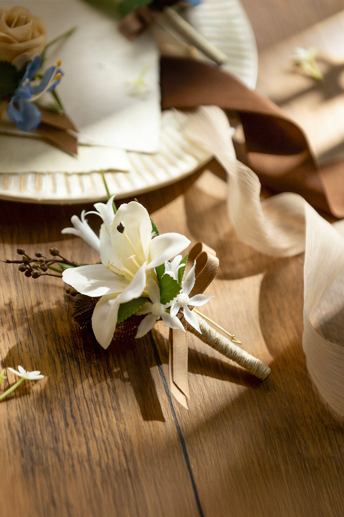 Boutonnieres in Earth Brown & Tawny Beige - Image 4