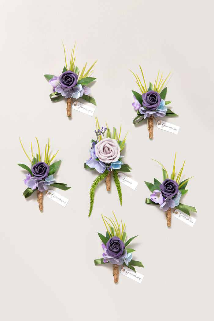 Boutonnieres in Ethereal Purple Dream