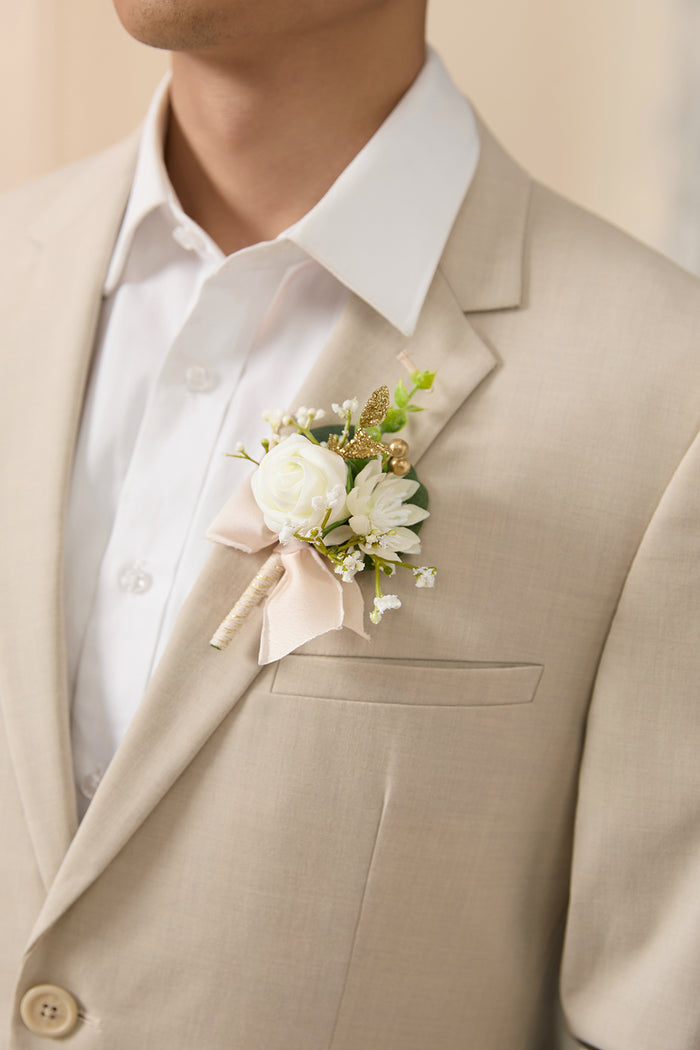 Boutonniere Set in Ivory