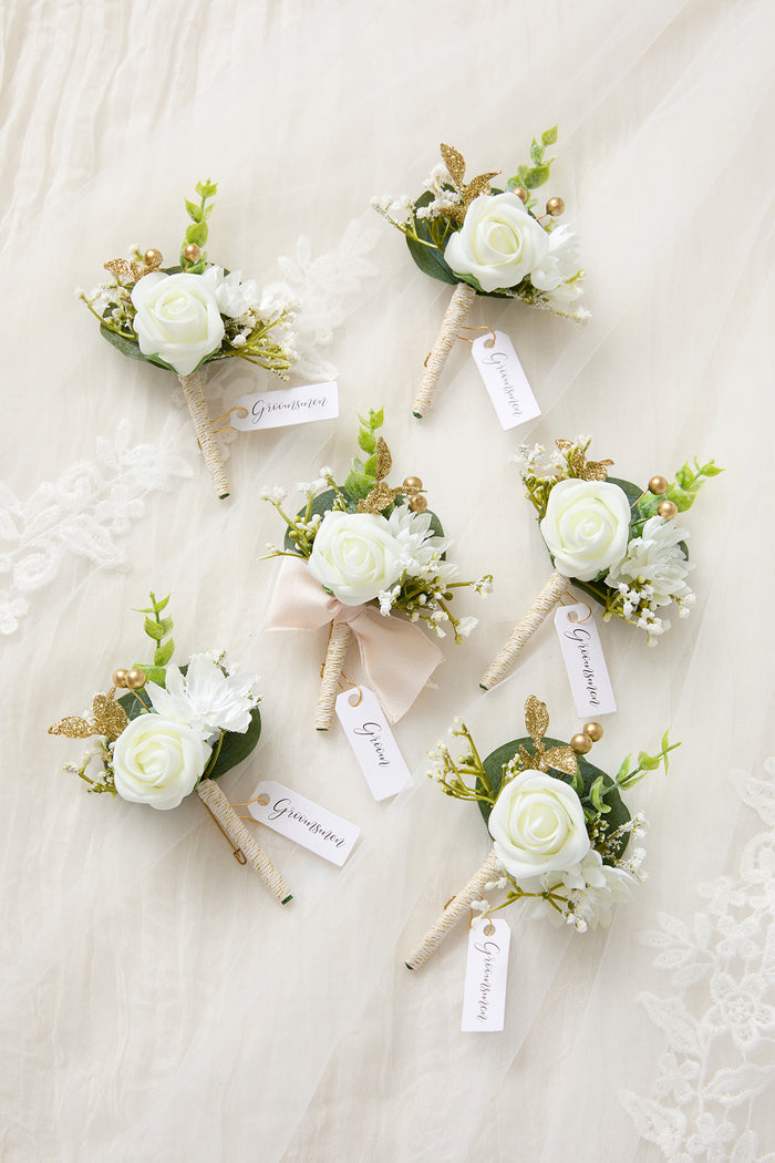 Boutonniere Set in Ivory