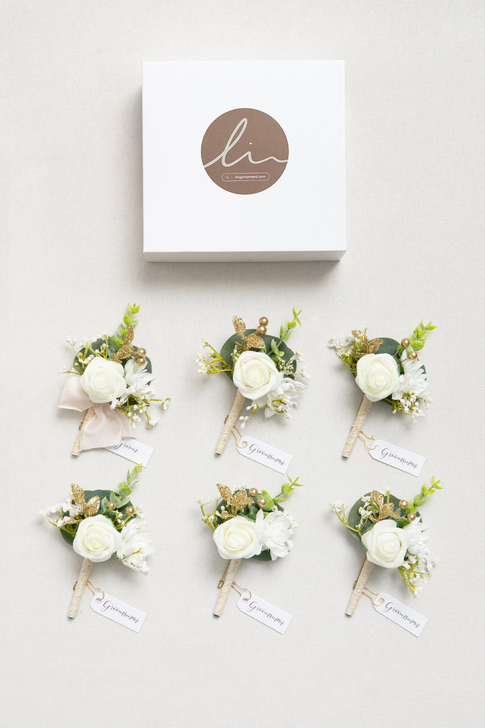Boutonniere Set in Ivory