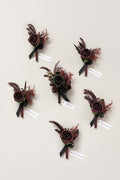 Boutonnieres in Moody Burgundy & Black