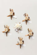 Boutonnieres in Tawny Beige & Sand Beige