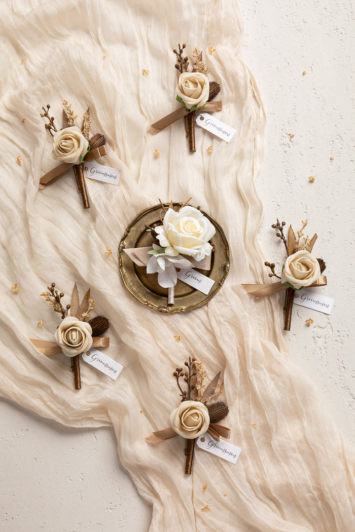 Boutonnieres in Tawny Beige & Sand Beige - Image 2