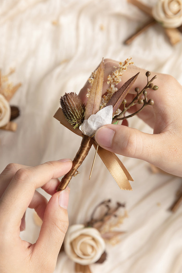 Boutonnieres in Tawny Beige & Sand Beige - Image 3