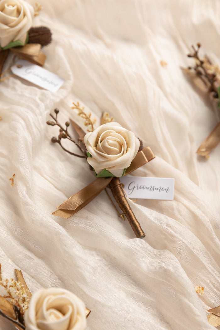 Boutonnieres in Tawny Beige & Sand Beige - Image 4