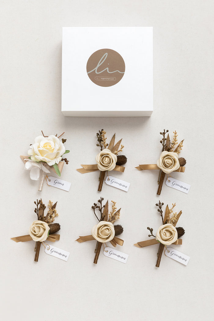 Boutonnieres in Tawny Beige & Sand Beige - Image 5