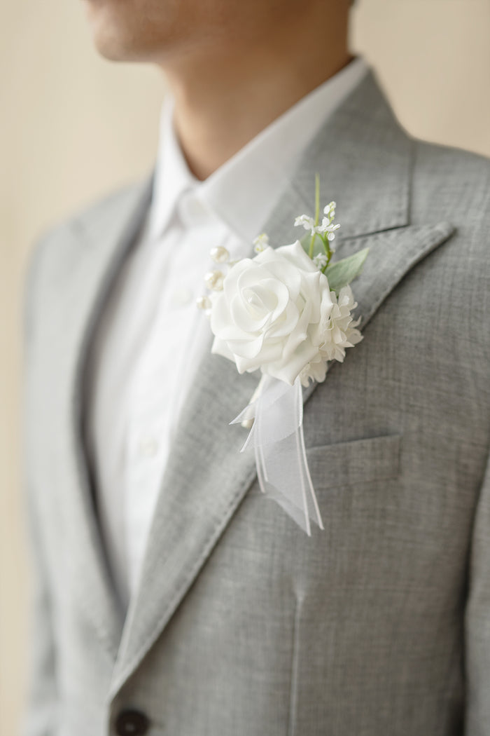 Boutonnieres in Timeless White - Image 4