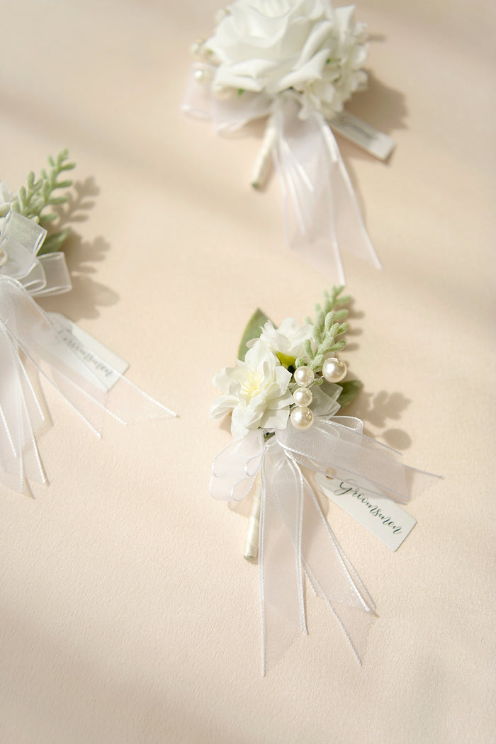 Boutonnieres in Timeless White - Image 5