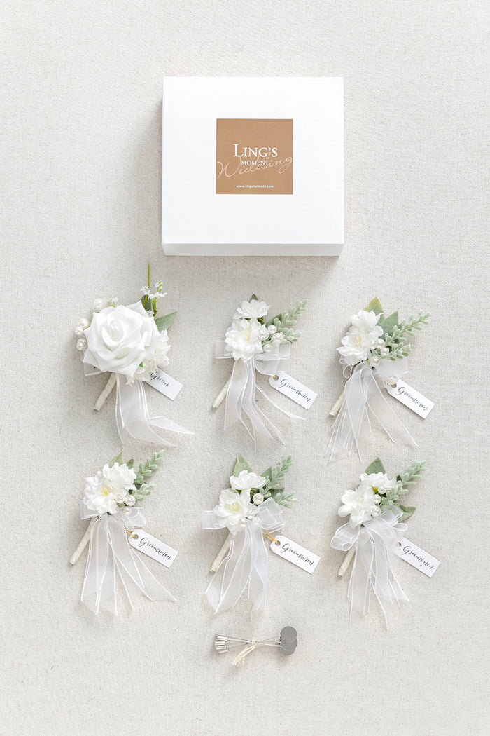 Boutonnieres in Timeless White - Image 6
