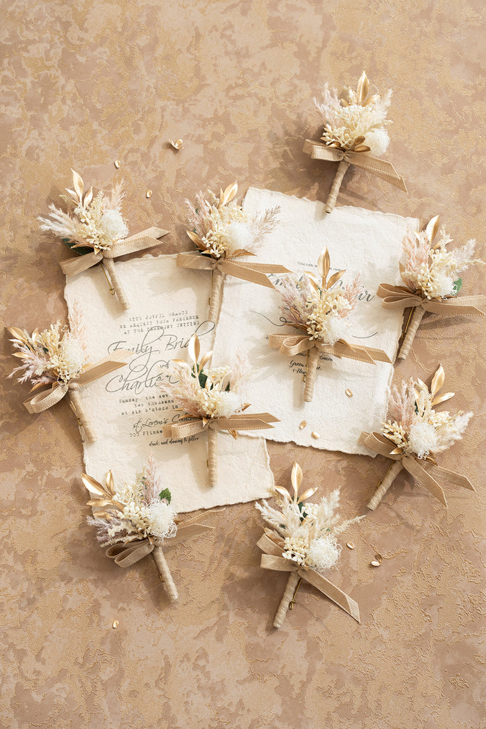 Boutonnieres for Guests in White & Beige - Image 4