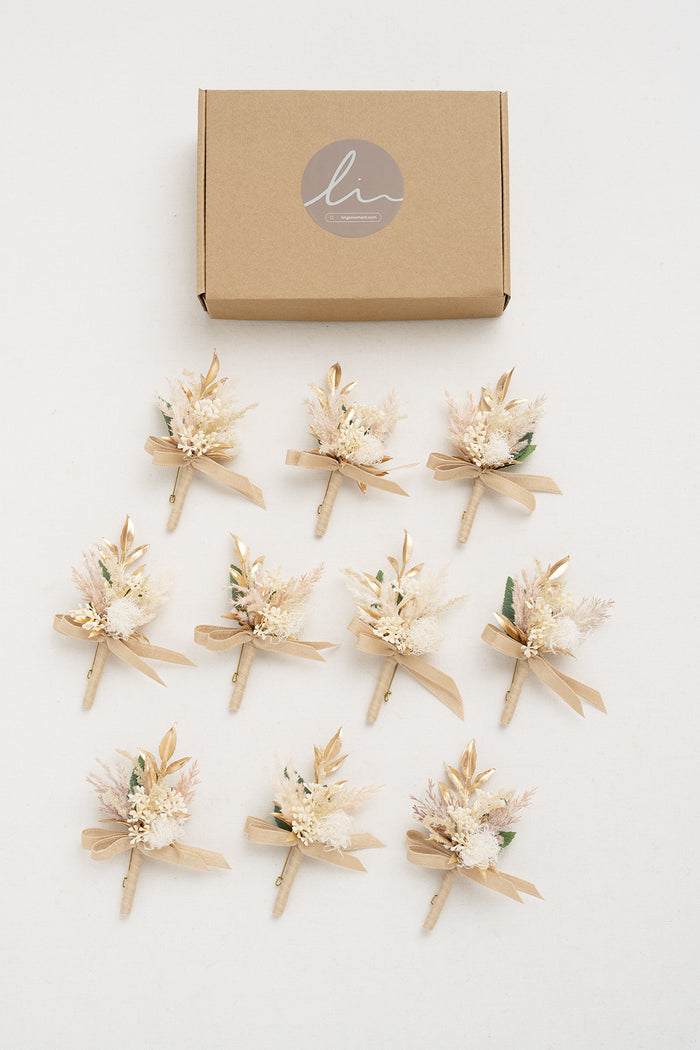 Boutonnieres for Guests in White & Beige - Image 7