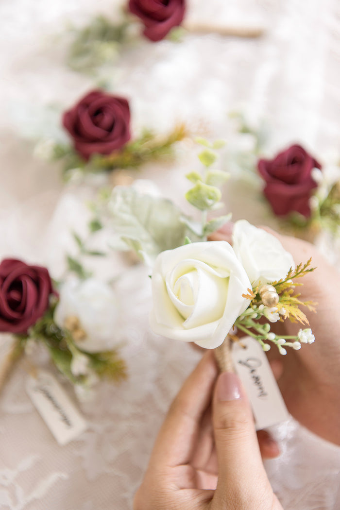 Boutonnieres in Burgundy - Image 2
