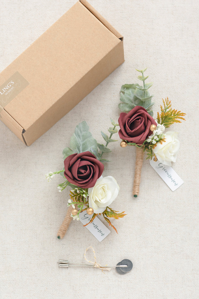 Boutonnieres in Burgundy - Image 7