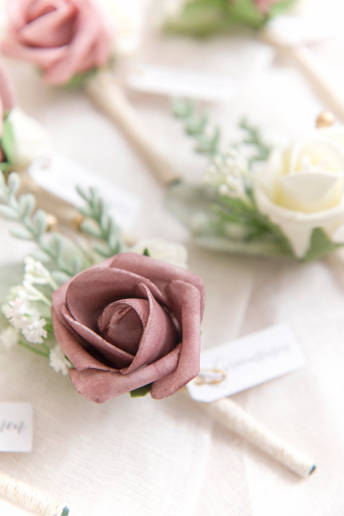 Boutonnieres in Dusty Rose & Cream - Image 4