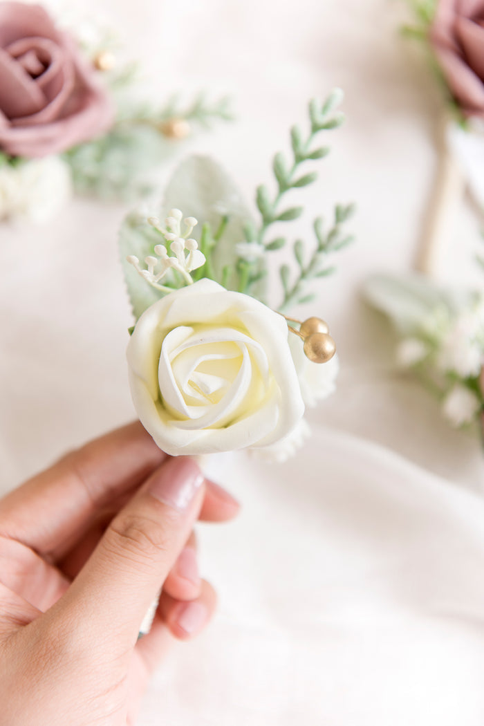 Boutonnieres in Dusty Rose & Cream - Image 5