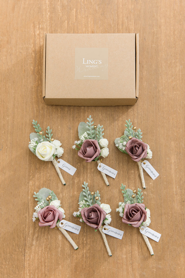 Boutonnieres in Dusty Rose & Cream - Image 6