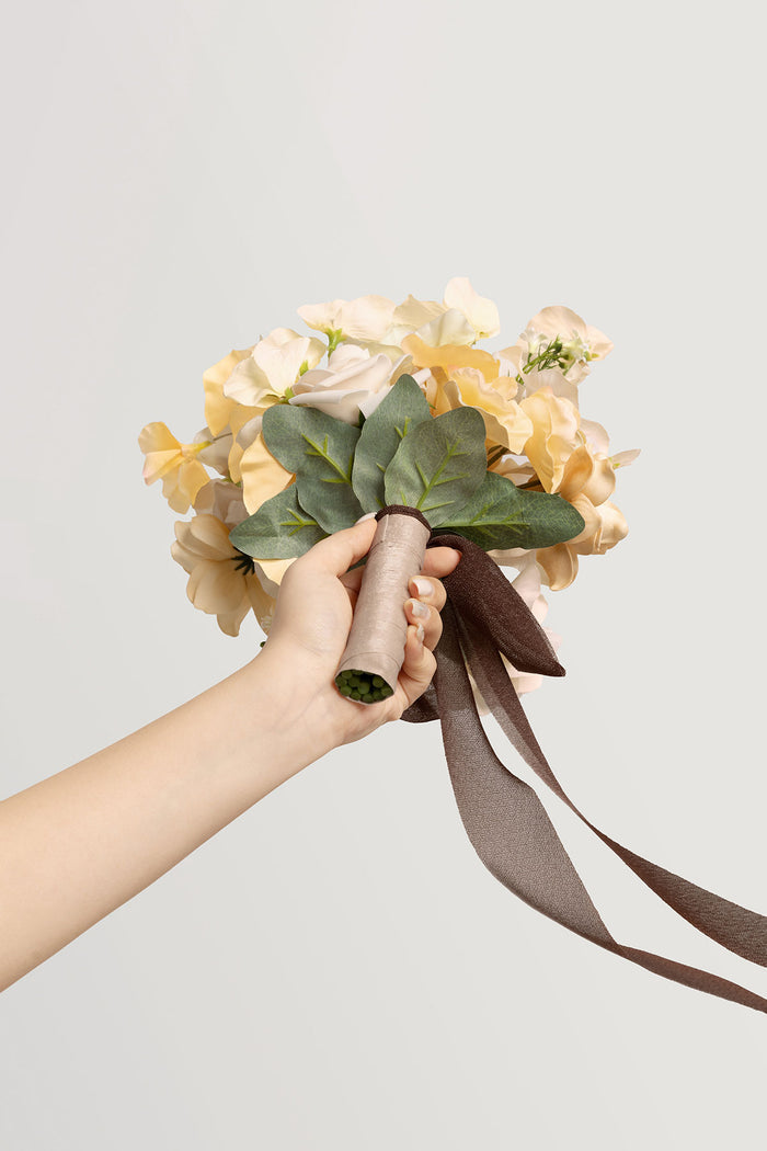 Bridesmaid Posy in Earth Brown & Butter Yellow - Image 5