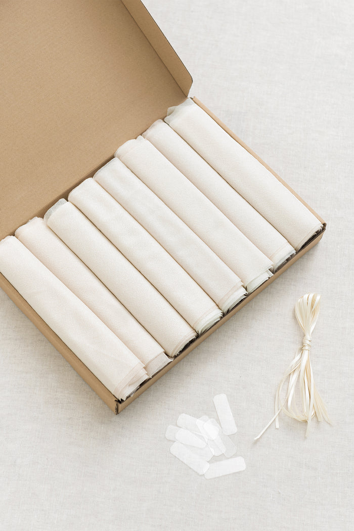 Chair Drapes Set in White & Beige