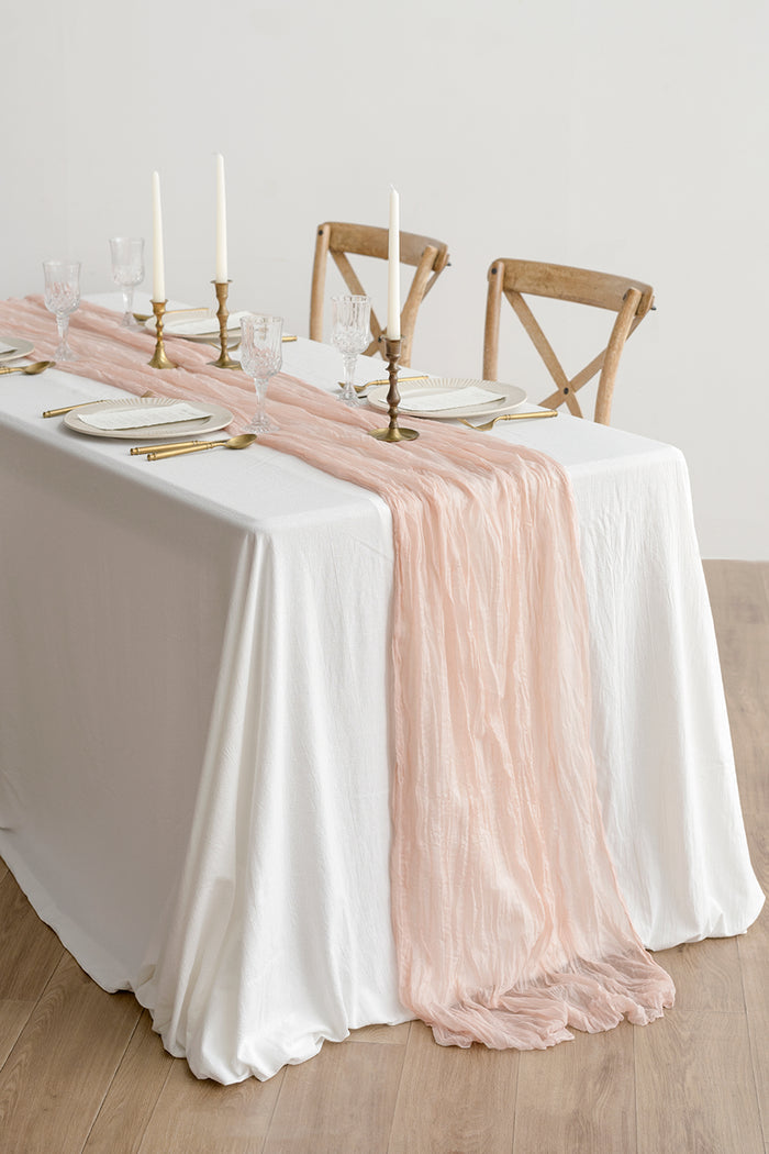 Cheesecloth Napkins & Table Runner Set in Blush & Cream - Image 5