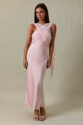 Dalia Blush Satin Midi Dress