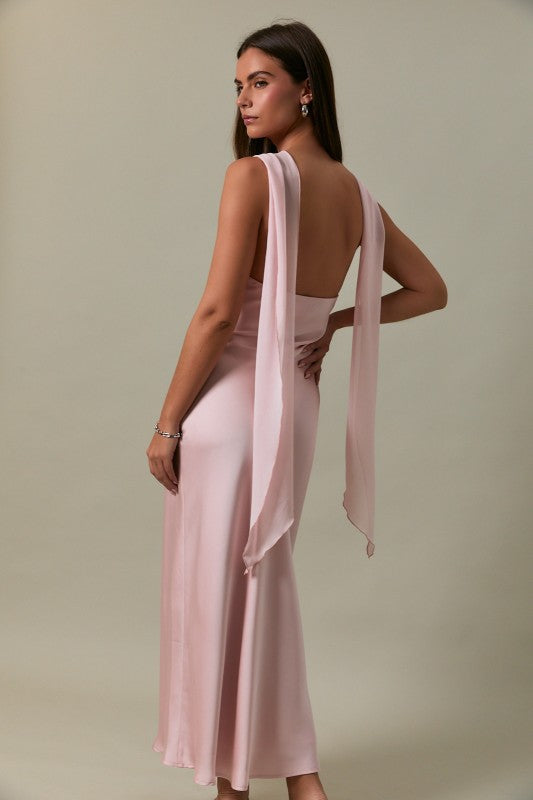Dalia Blush Satin Midi Dress