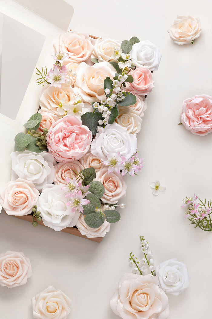 Deluxe Designer Flower Boxes in Blush & Cream