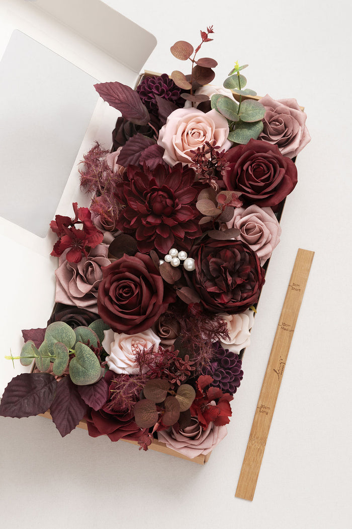DIY Designer Flower Boxes in Burgundy & Dusty Rose Deluxe Box
