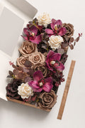Deluxe Designer Flower Boxes in Earth Brown & Black Baccara & Plum