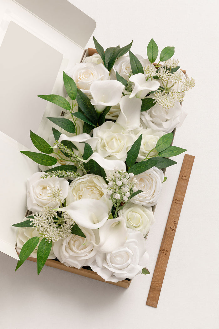 Deluxe Designer Flower Boxes in Florence White & Ivory