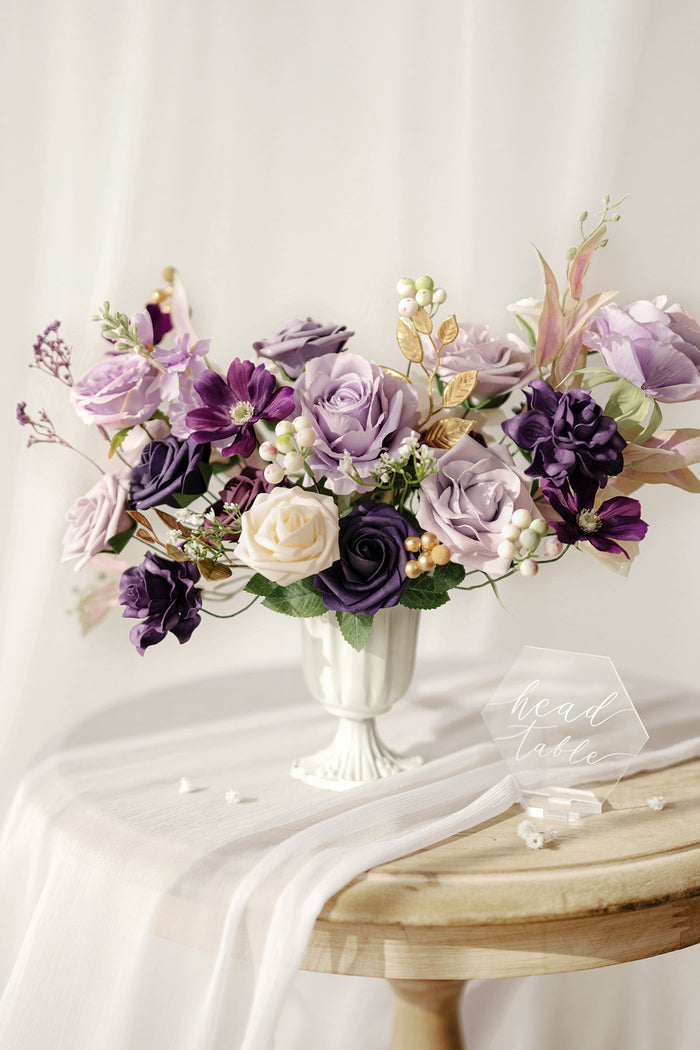 Deluxe Designer Flower Boxes in Lilac & Gold