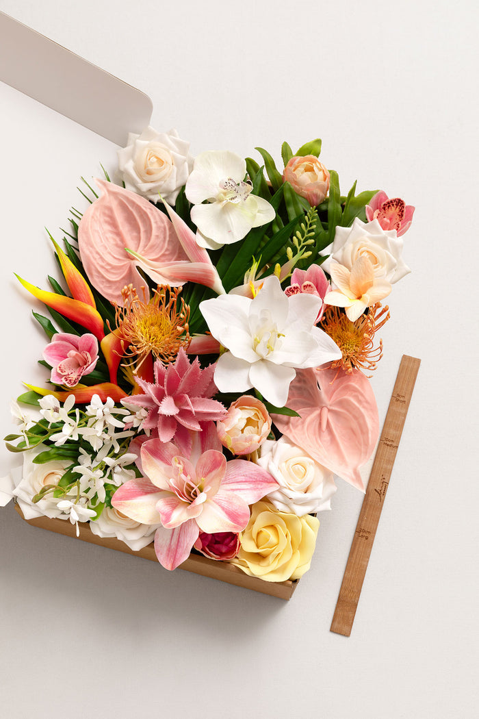 Deluxe Designer Flower Boxes in Peach Smoothie