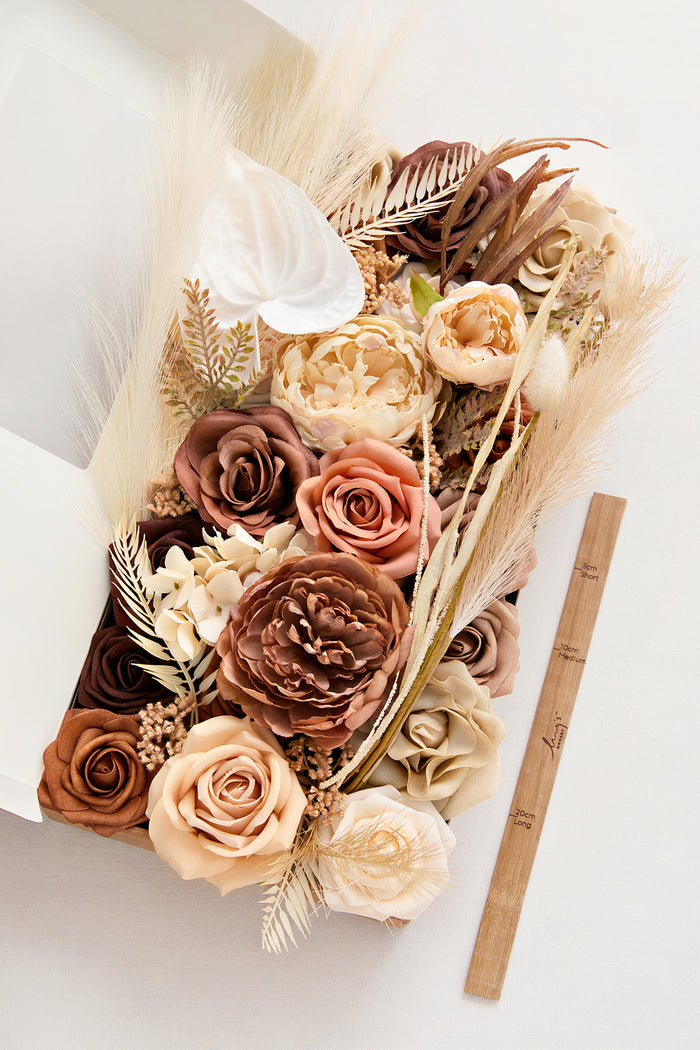 Deluxe Designer Flower Boxes in Walnut Brown & Gold Sparrow V1 | Clearance