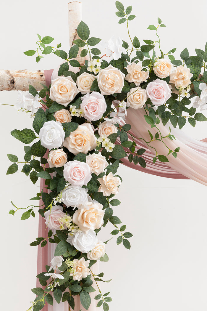 Flower Arch Decor with Drapes in Blush & Cream - Image 3