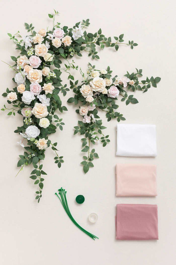Flower Arch Decor with Drapes in Blush & Cream - Image 5