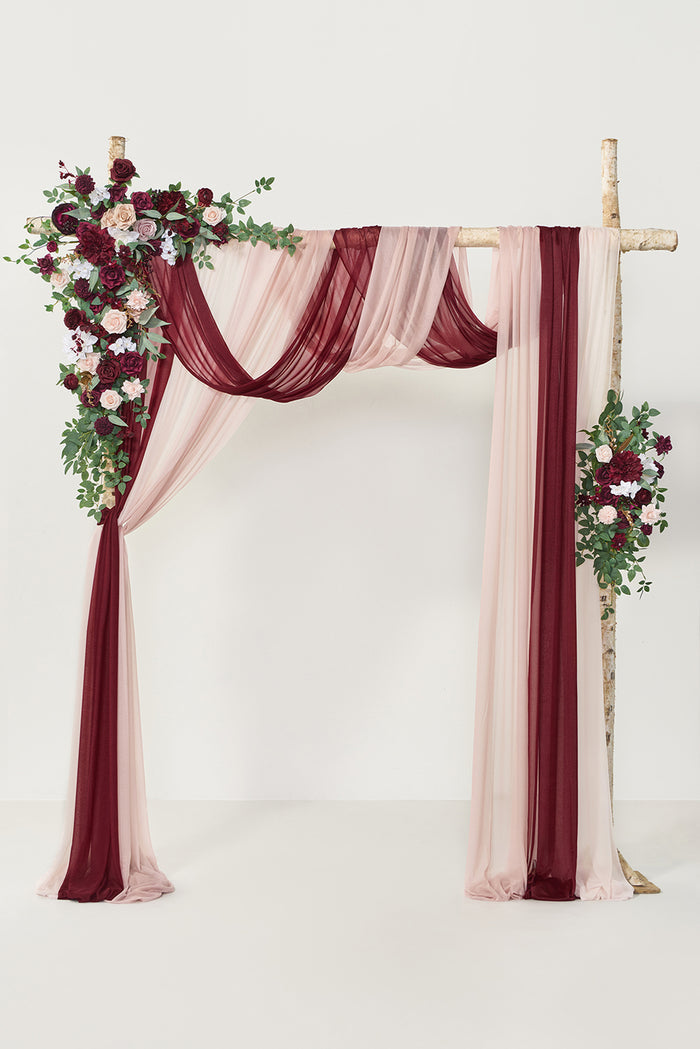 Deluxe Flower Arch Decor with Drapes in Romantic Marsala | Clearance