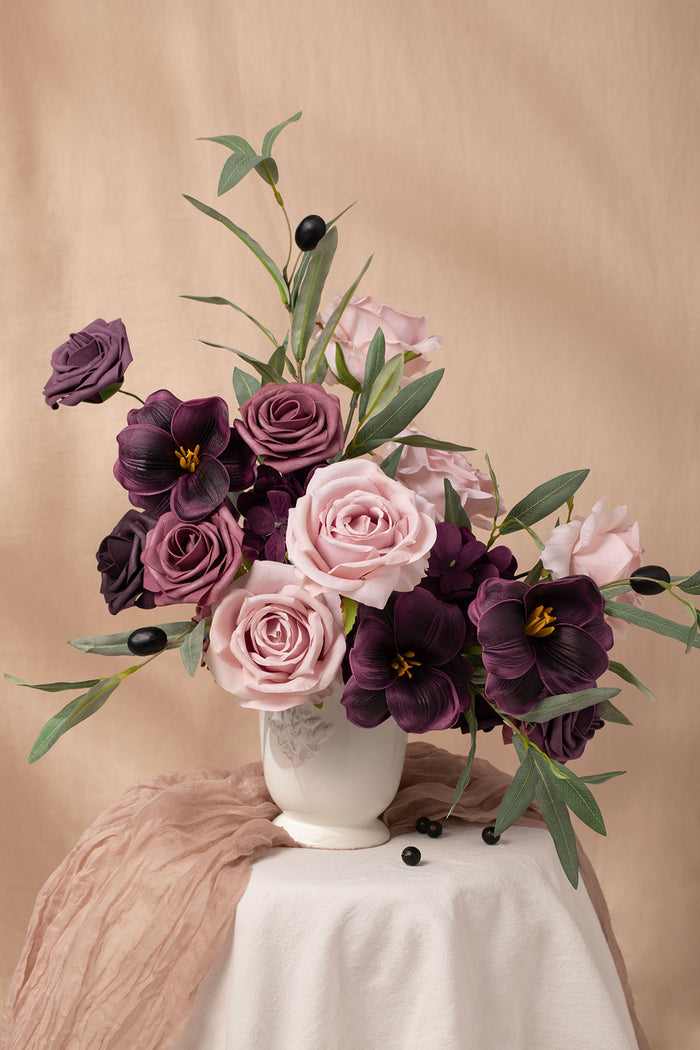 DIY Supporting Flower Boxes in Plum Velvet Wedding - Image 2