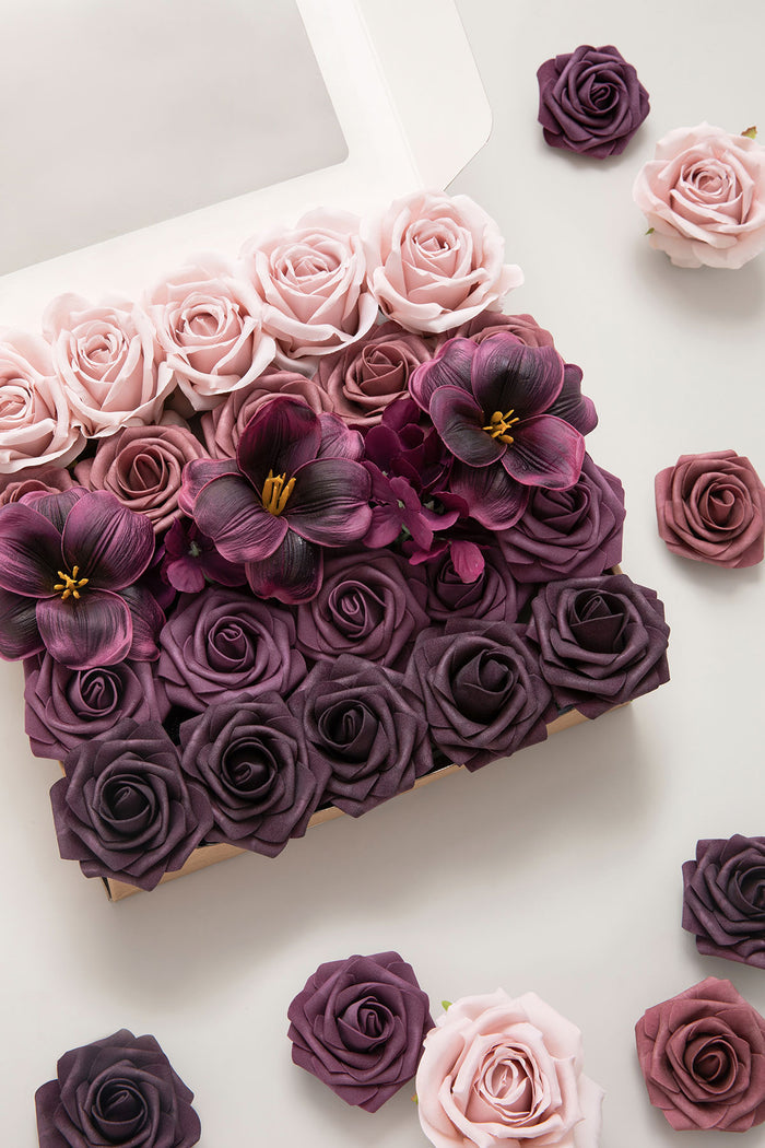 DIY Supporting Flower Boxes in Plum Velvet Wedding - Image 4