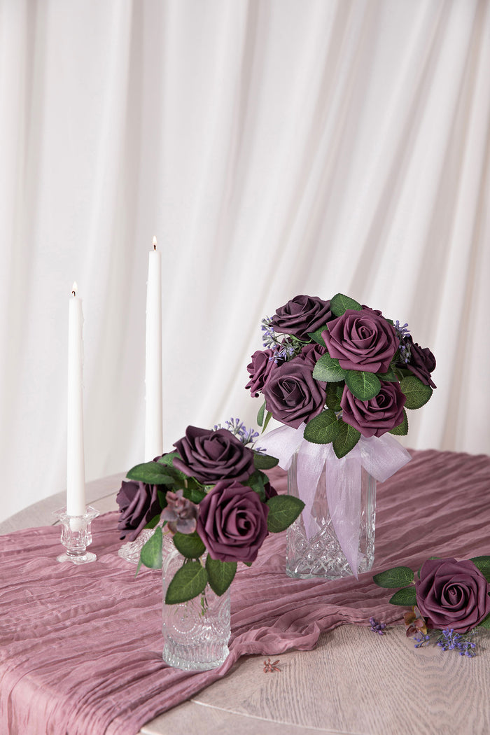 DIY Supporting Flower Boxes in Plum Velvet Wedding - Image 6