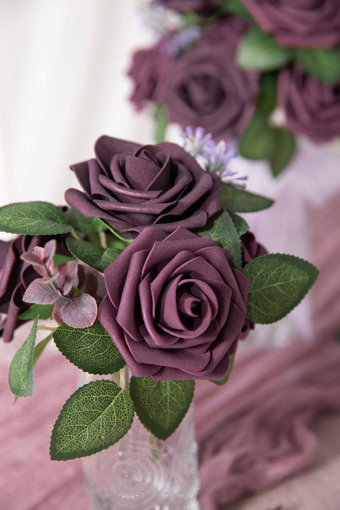 DIY Supporting Flower Boxes in Plum Velvet Wedding - Image 7