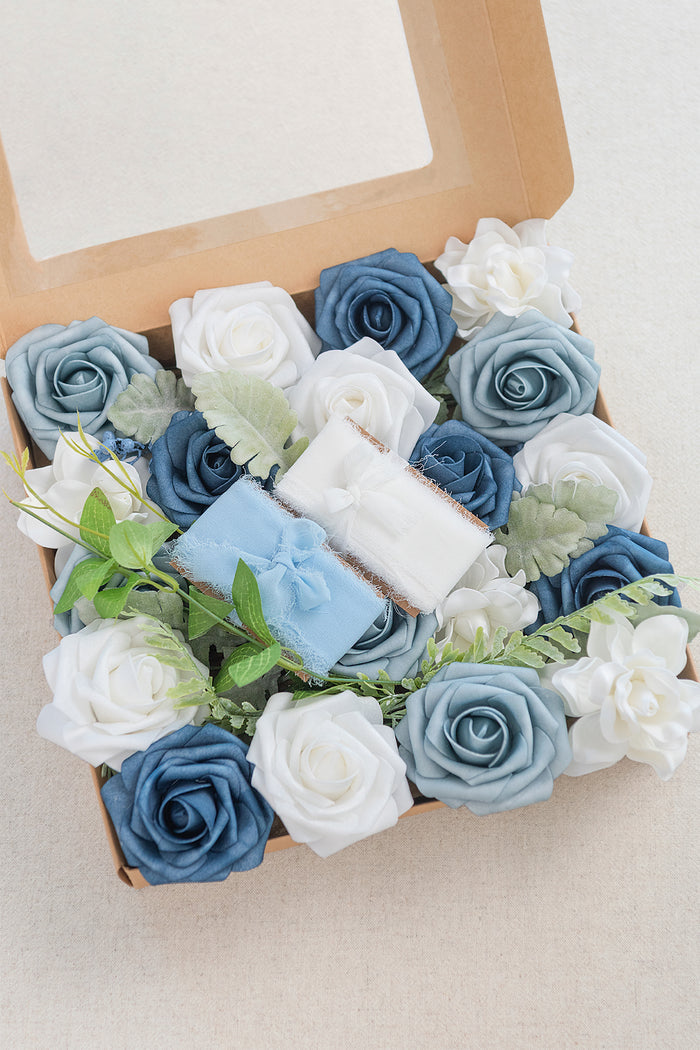 Dusty Blue & Navy Designer Flower Boxes - Image 2