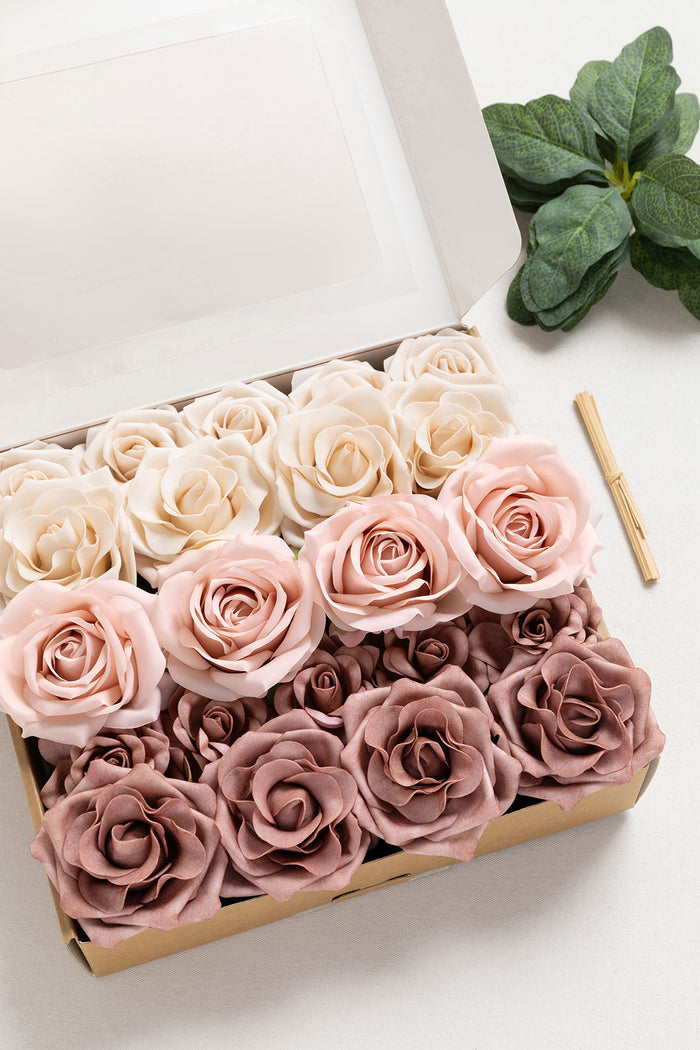 DIY Bridesmaid Bouquet Kit (Set of 4) -Dusty Rose & Nude with Sage Purple Filler - Image 2