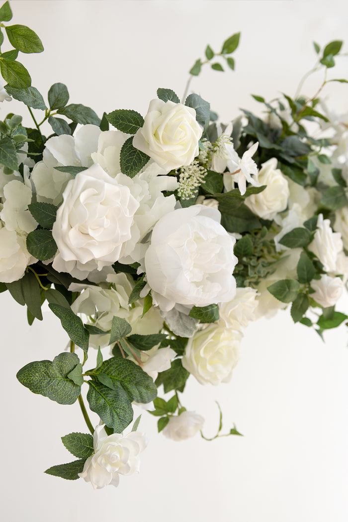 Garland Flower Arch Decor in White & Sage - Image 3